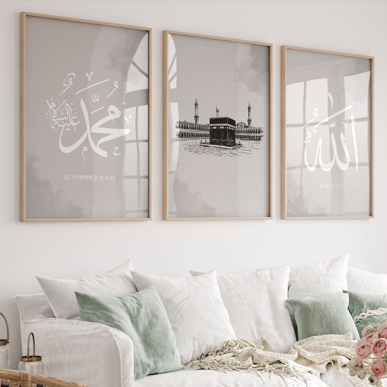 Allah · Muhammed · Kaaba 3er-Set (Grau) – Bestseller – Ansicht 2