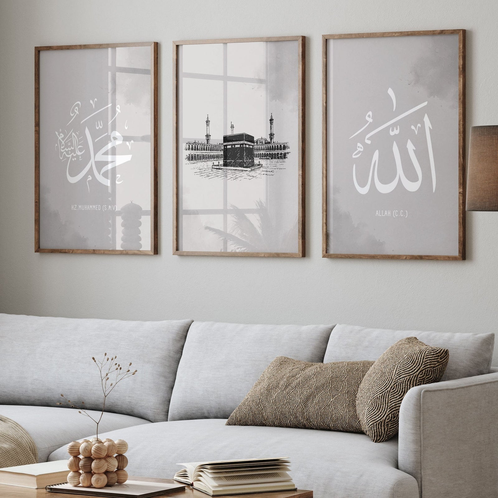 Allah · Muhammed · Kaaba 3er-Set (Grau) – Bestseller – Ansicht 3
