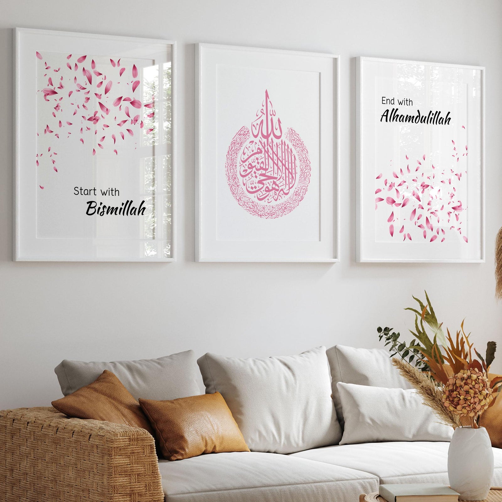 Bismillah · Ayat al-Kursi · Alhamdulillah 3er-Set (Rosa) – Ansicht 2